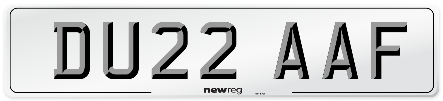 DU22 AAF Number Plate from New Reg
